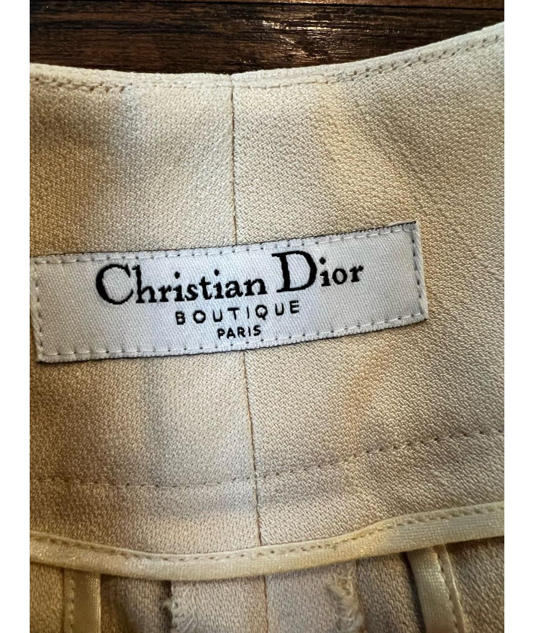 CHRISTIAN DIOR Бежевые шелковые брюки широкие, фото 3