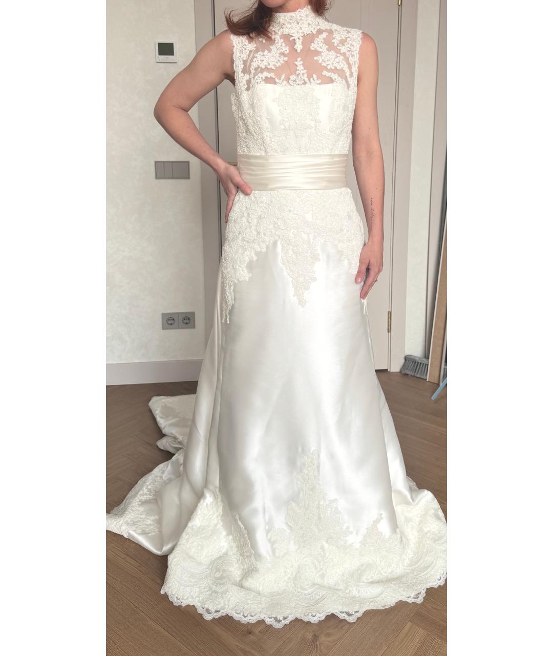 PRONOVIAS Белое кружевное свадебное платье, фото 5