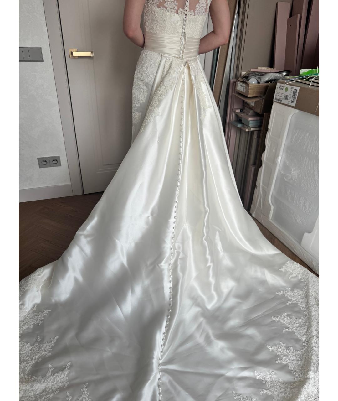 PRONOVIAS Белое кружевное свадебное платье, фото 4