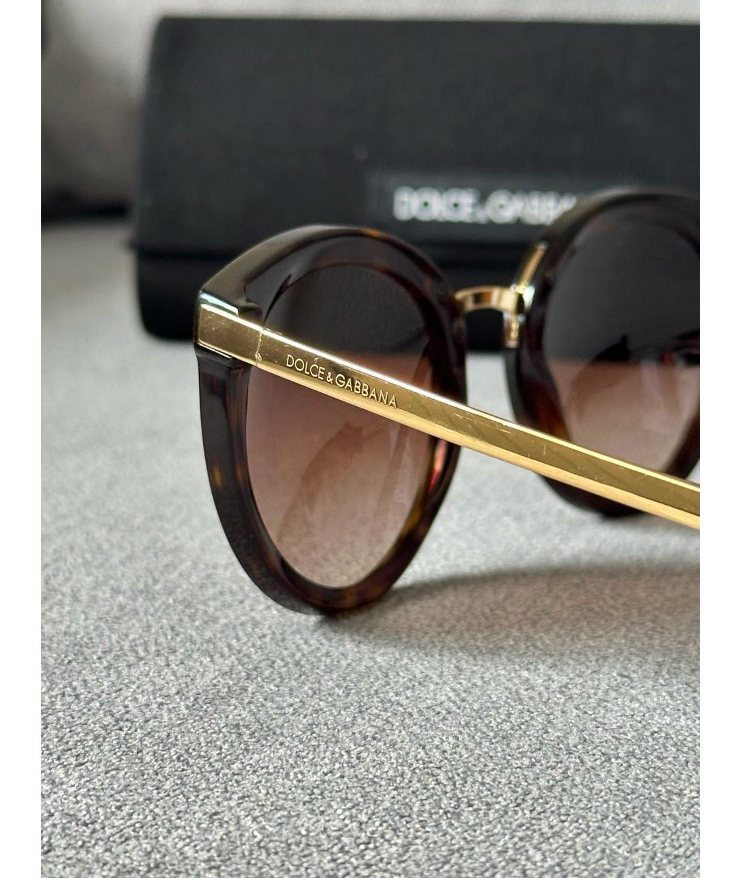 DOLCE&GABBANA Коричневые пластиковые солнцезащитные очки, фото 6