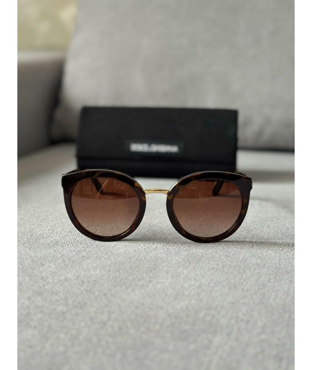 DOLCE&GABBANA Коричневые пластиковые солнцезащитные очки, фото 3