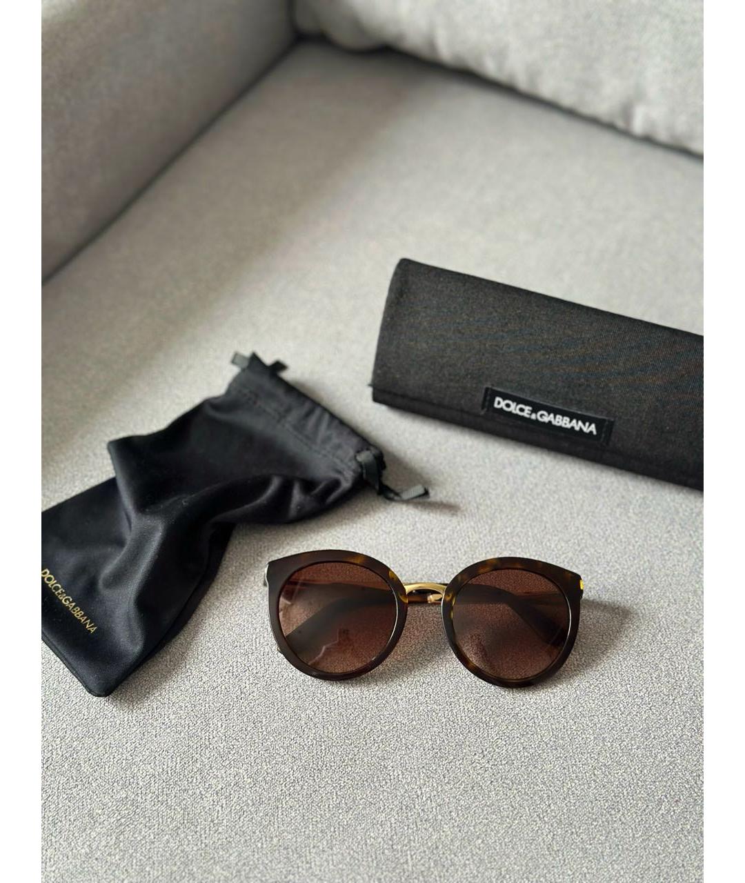 DOLCE&GABBANA Коричневые пластиковые солнцезащитные очки, фото 2