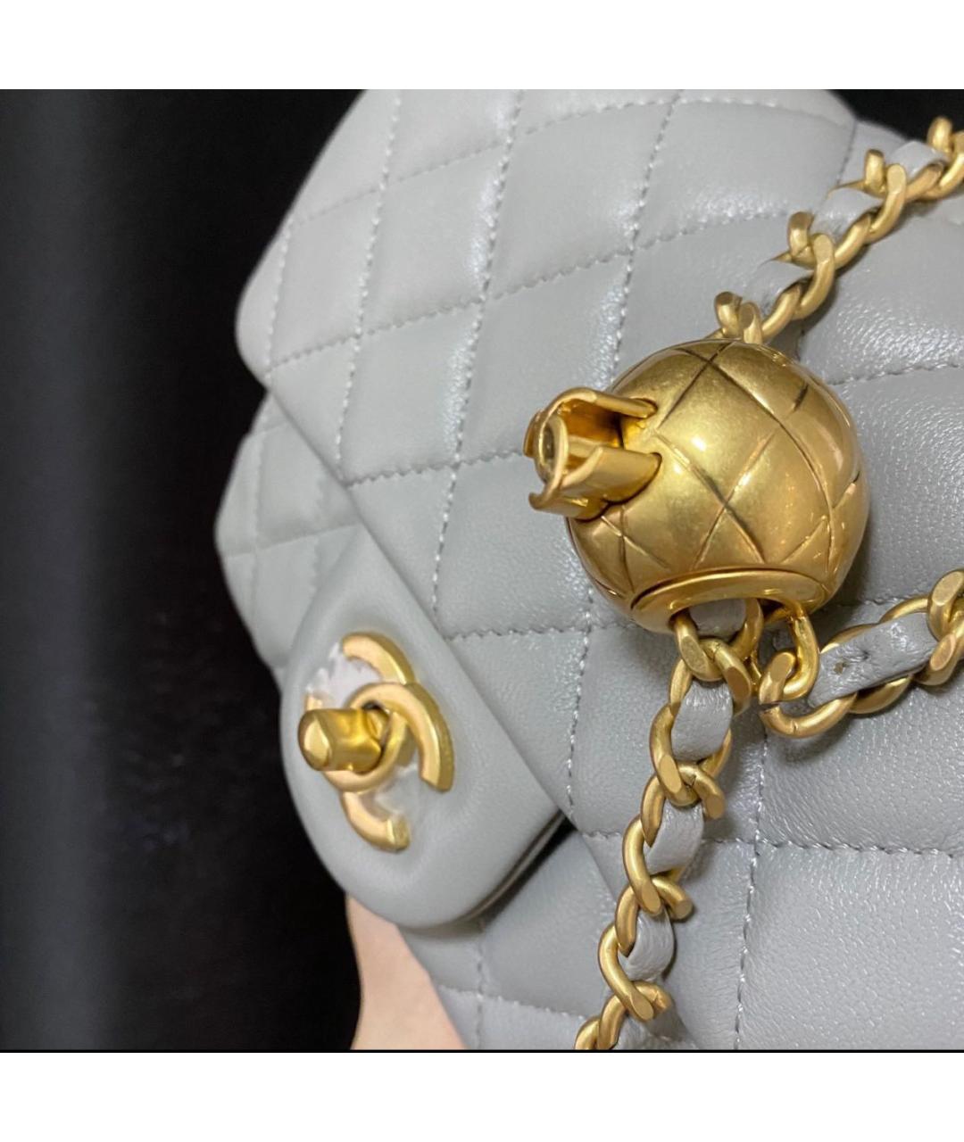 CHANEL Серая кожаная сумка через плечо, фото 8