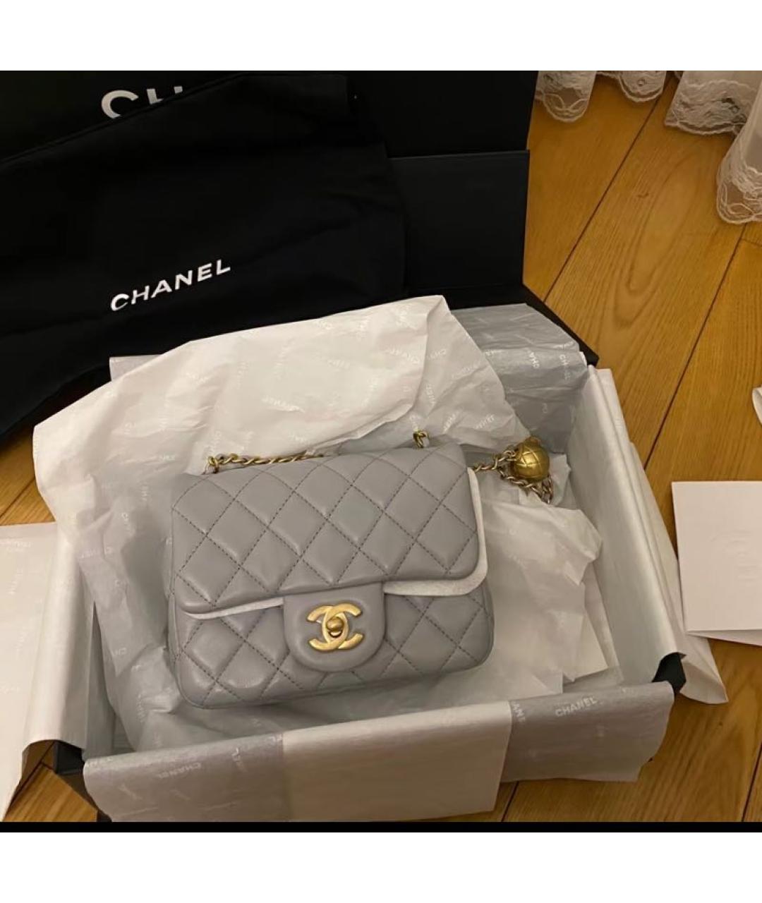 CHANEL Серая кожаная сумка через плечо, фото 6