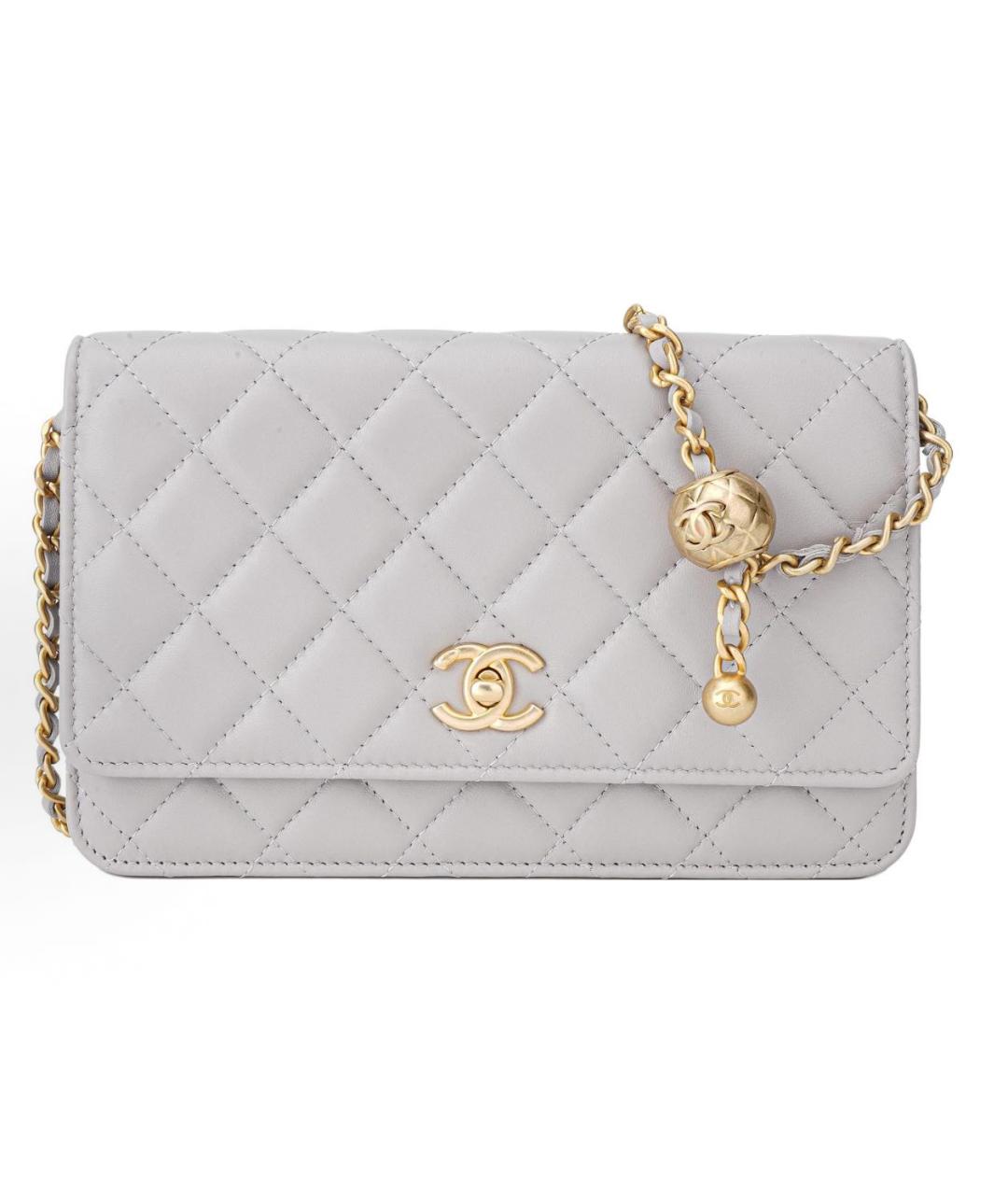 CHANEL Серая кожаная сумка через плечо, фото 8