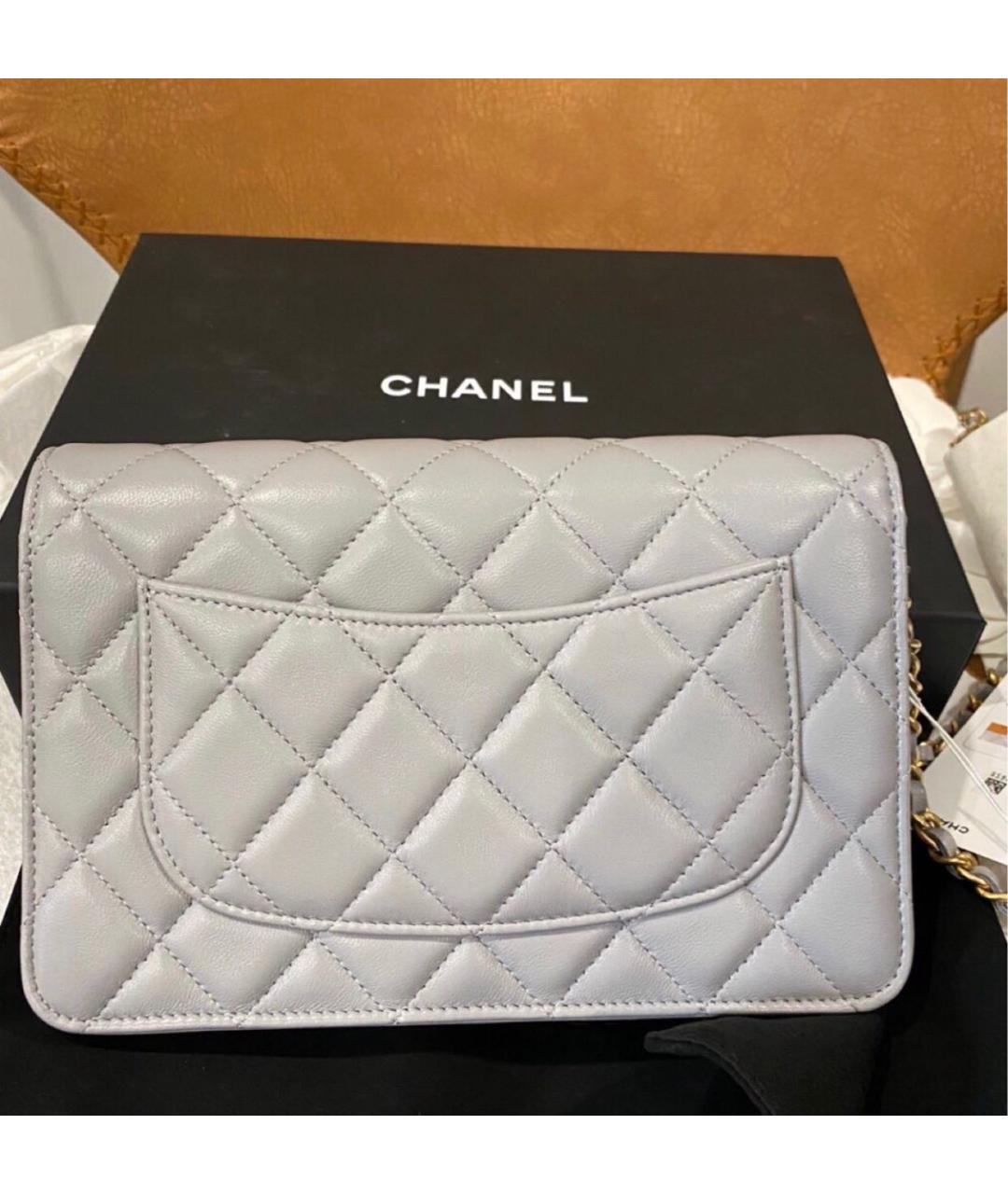 CHANEL Серая кожаная сумка через плечо, фото 6