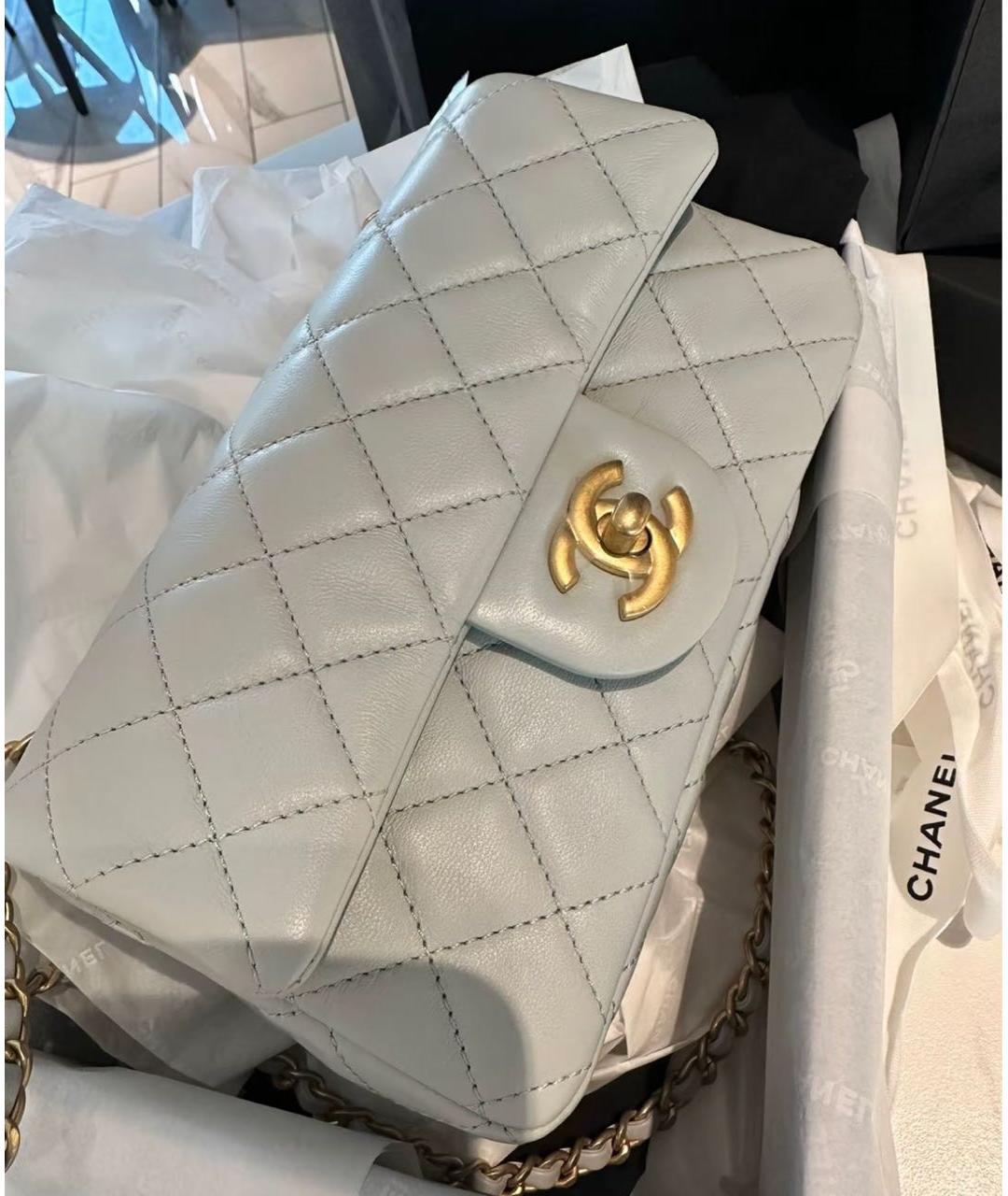 CHANEL Серая кожаная сумка через плечо, фото 6