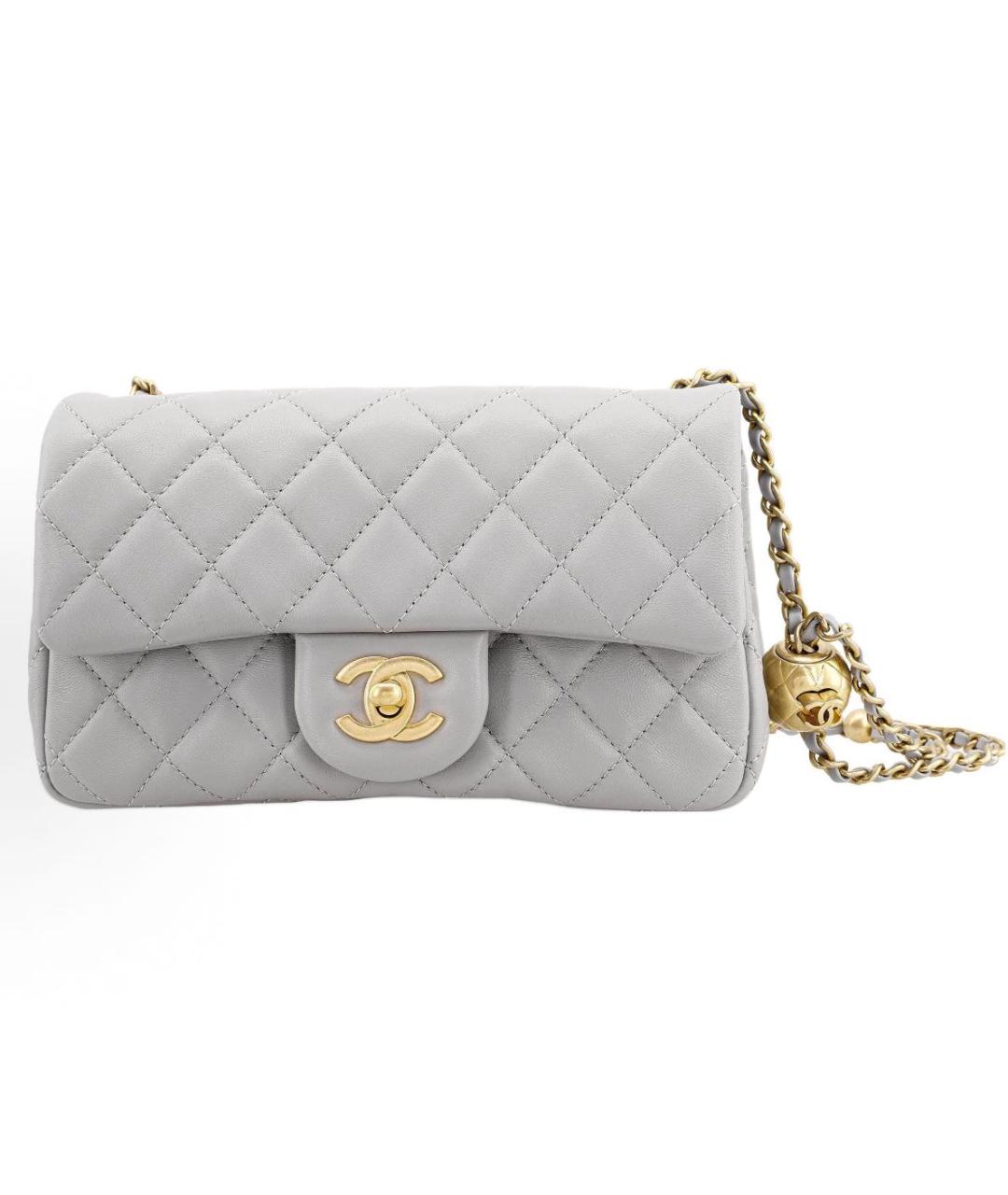 CHANEL Серая кожаная сумка через плечо, фото 8