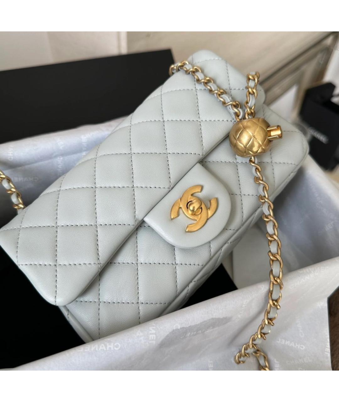 CHANEL Серая кожаная сумка через плечо, фото 4
