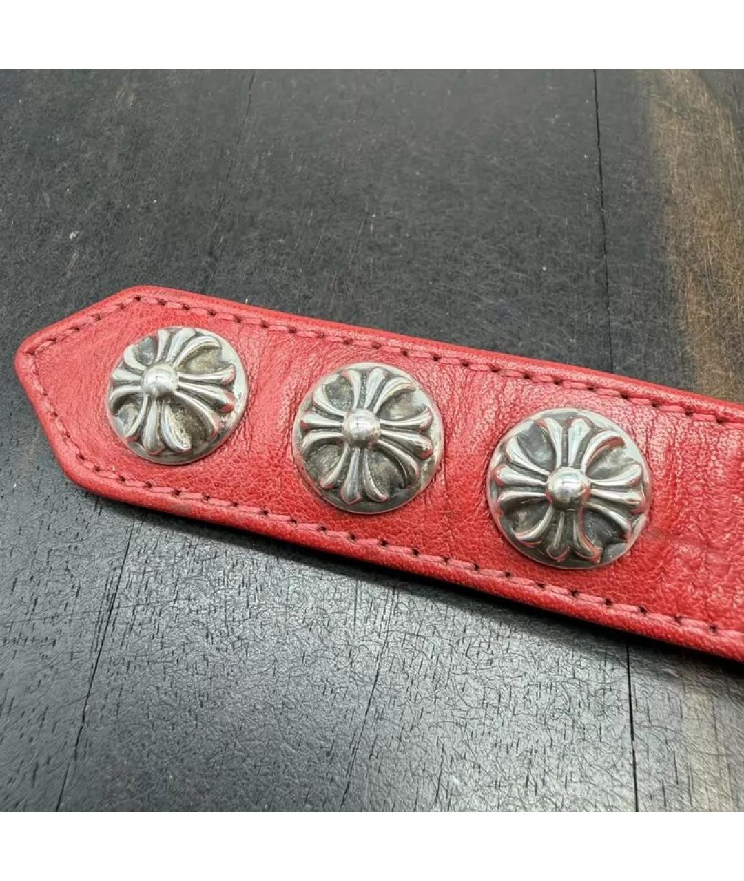 CHROME HEARTS Красный кожаный браслет, фото 2