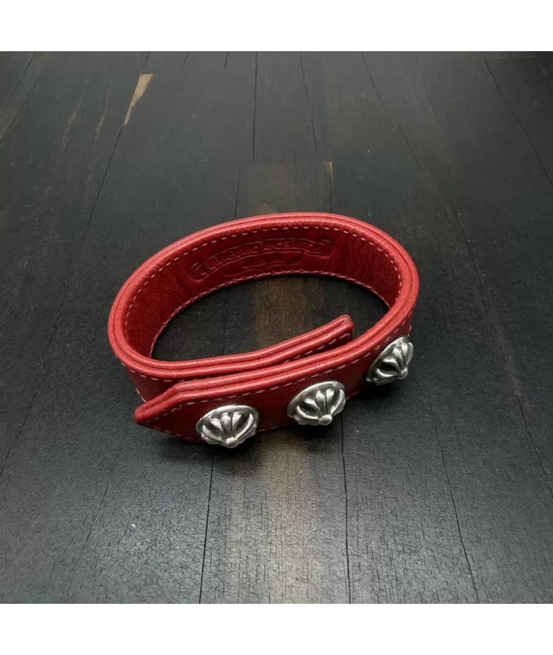 CHROME HEARTS Красный кожаный браслет, фото 3