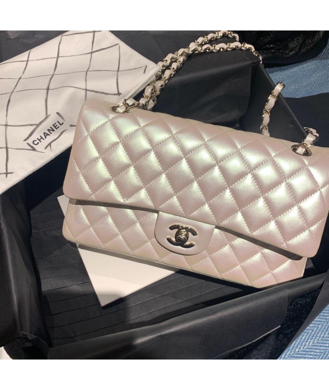 CHANEL Белая кожаная сумка через плечо, фото 4