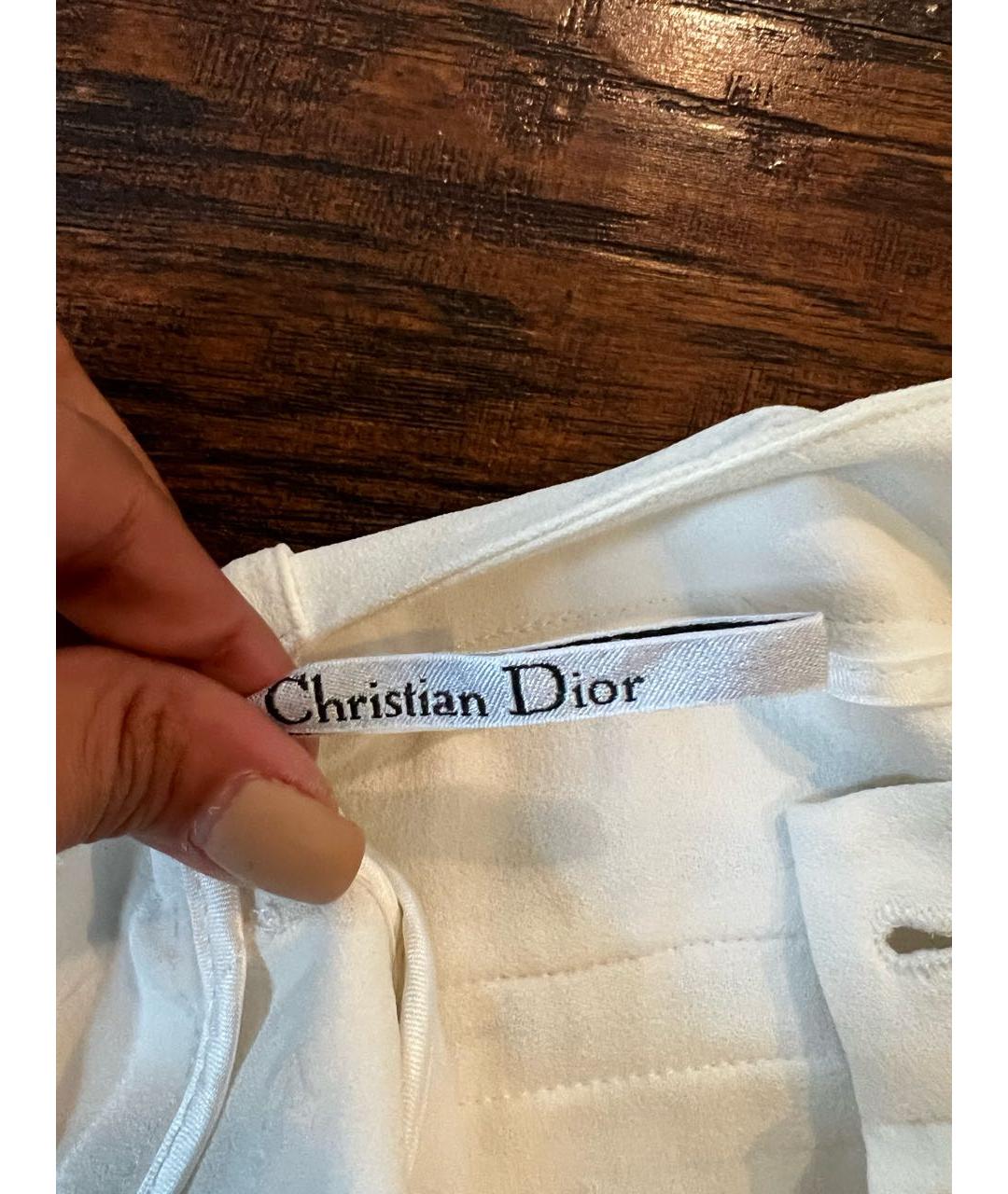 CHRISTIAN DIOR Белые ацетатные прямые брюки, фото 3
