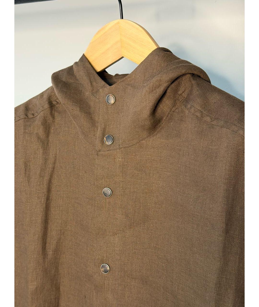 KITON Коричневая льняная кэжуал рубашка, фото 4