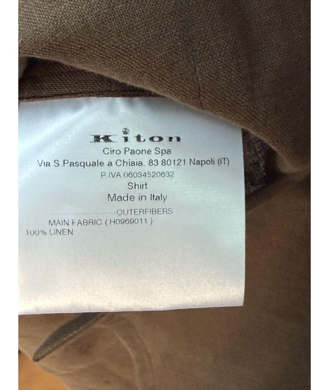 KITON Коричневая льняная кэжуал рубашка, фото 5