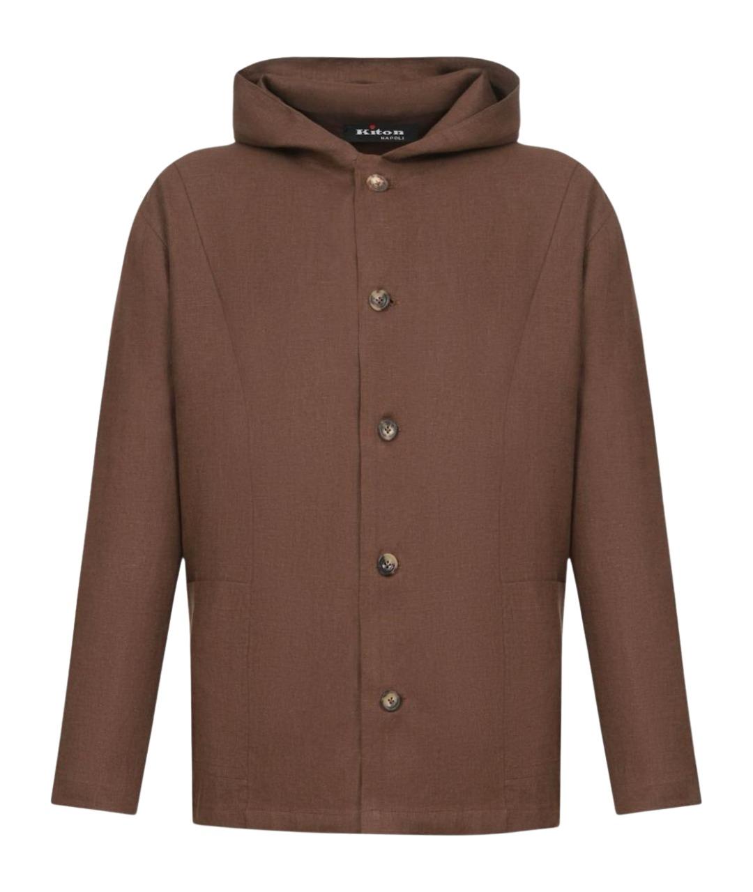 KITON Коричневая льняная кэжуал рубашка, фото 1