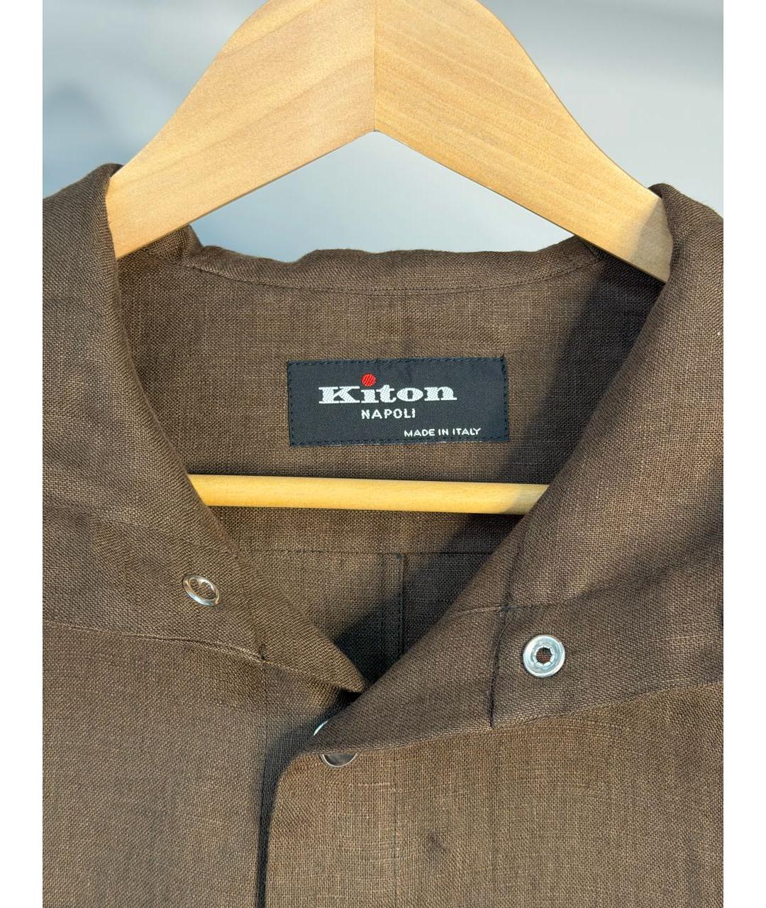 KITON Коричневая льняная кэжуал рубашка, фото 3