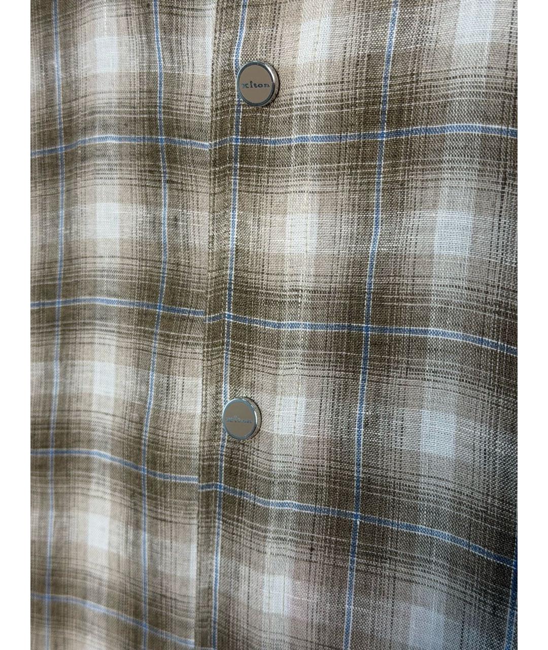 KITON Бежевая льняная кэжуал рубашка, фото 4