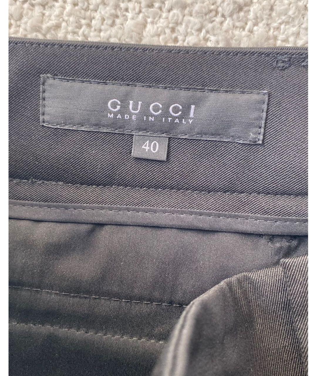 GUCCI Черные шерстяные брюки широкие, фото 8