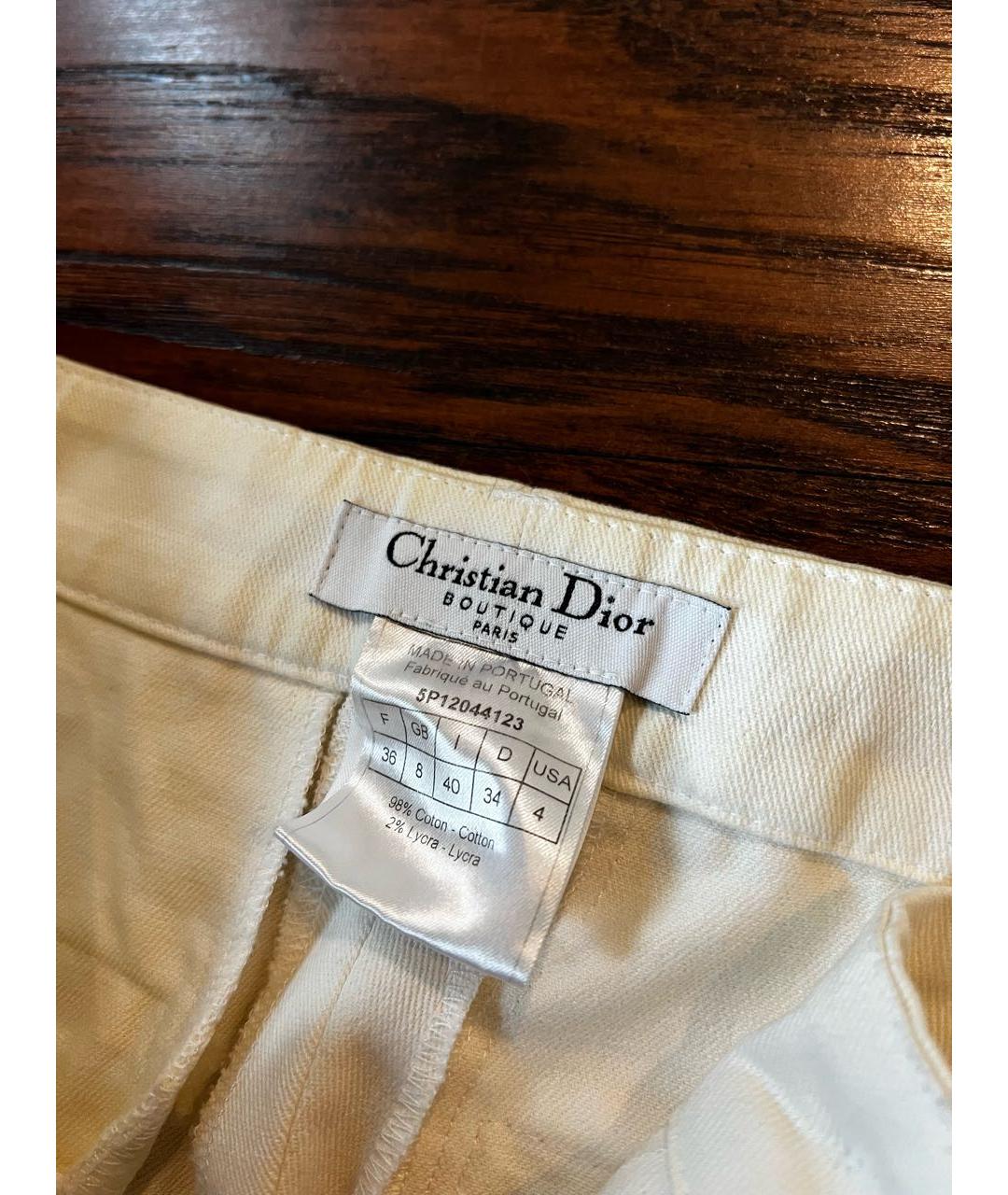 CHRISTIAN DIOR Белые хлопковые брюки широкие, фото 3