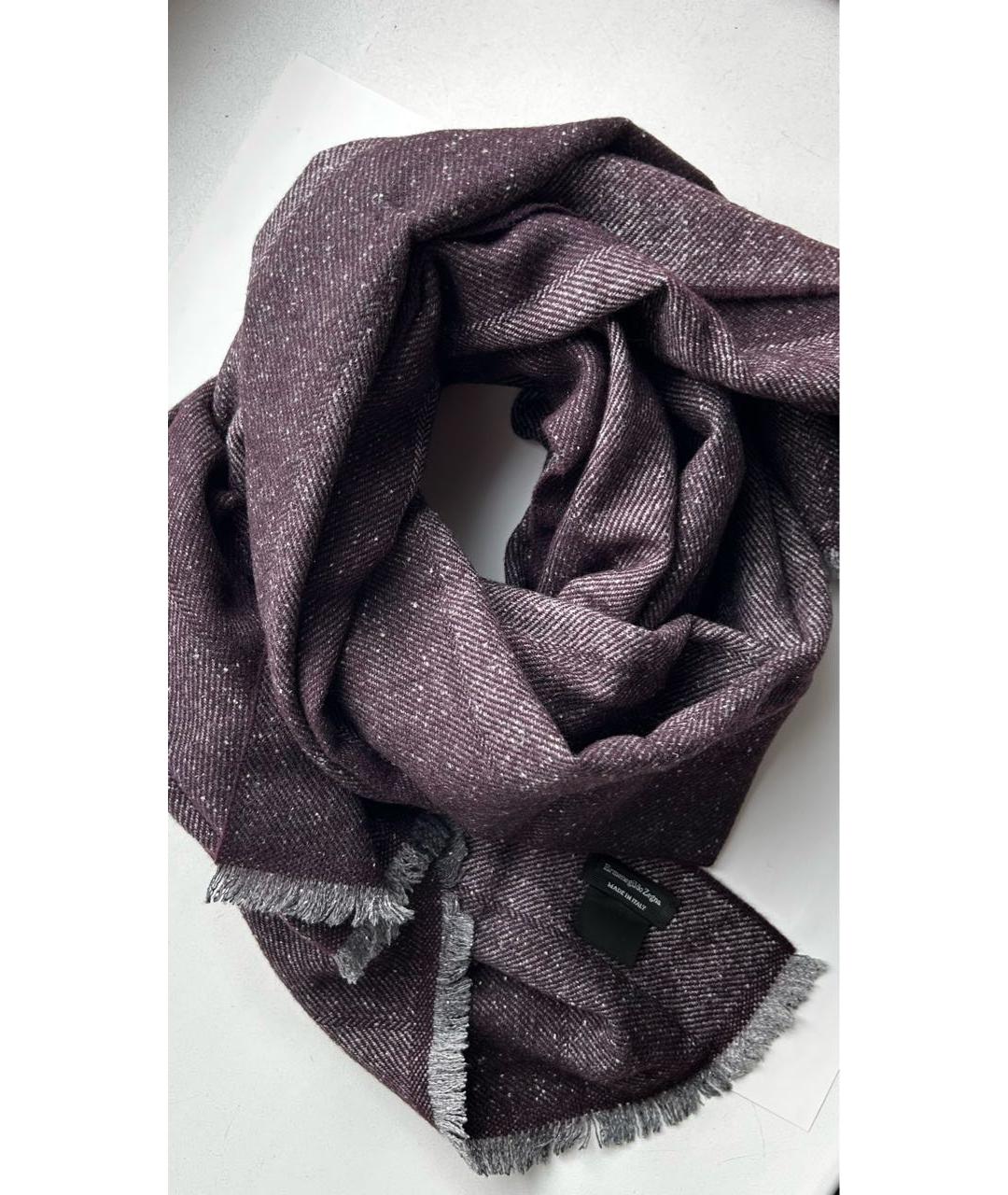 ERMENEGILDO ZEGNA XXX Коричневый шерстяной шарф, фото 2