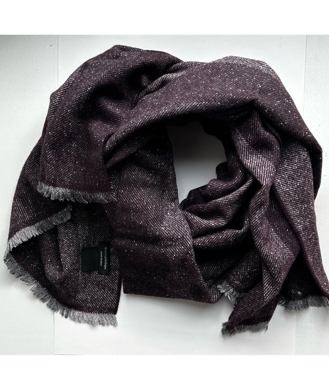 ERMENEGILDO ZEGNA XXX Коричневый шерстяной шарф, фото 9