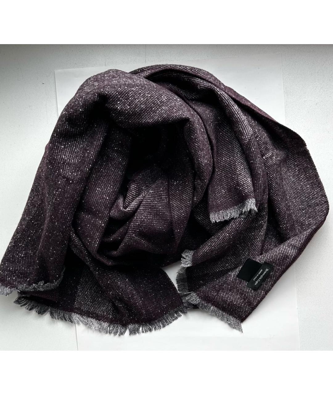 ERMENEGILDO ZEGNA XXX Коричневый шерстяной шарф, фото 4