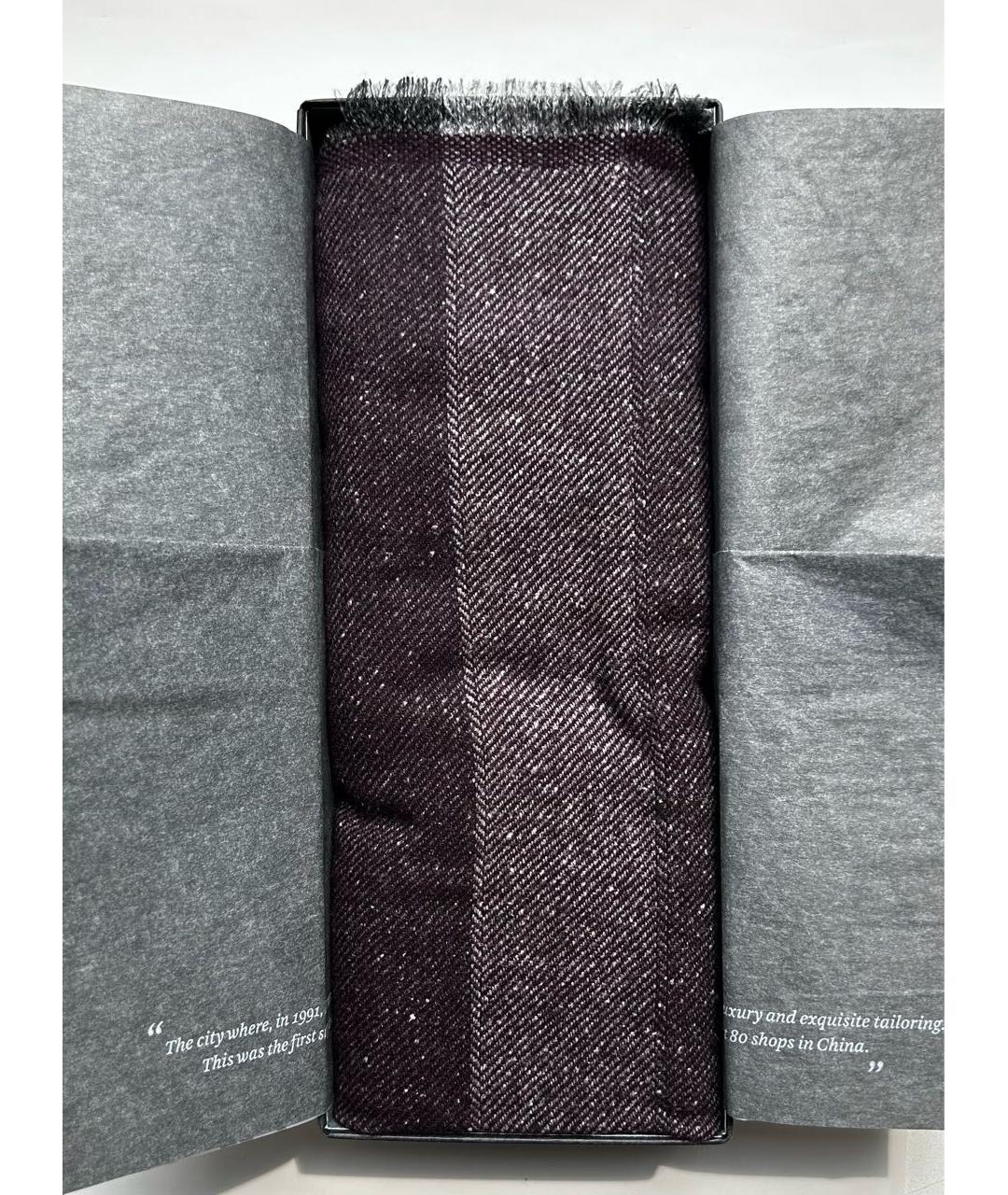ERMENEGILDO ZEGNA XXX Коричневый шерстяной шарф, фото 8