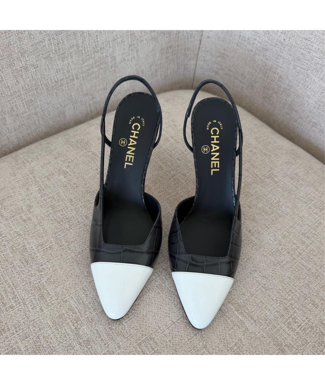 CHANEL Антрацитовые кожаные туфли, фото 2