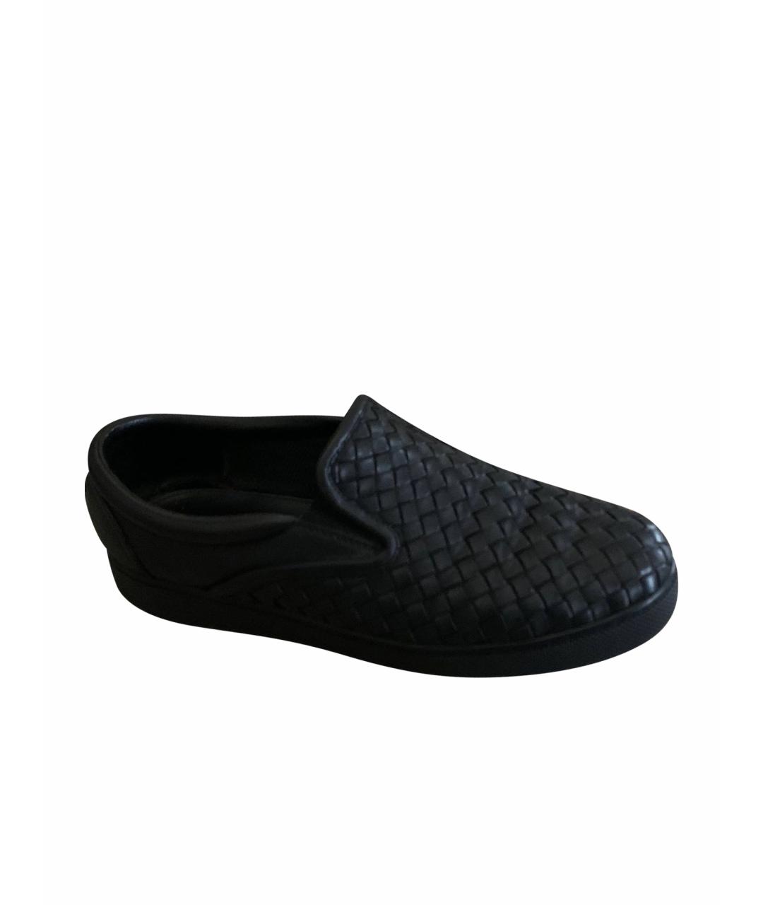 BOTTEGA VENETA Черные кожаные слипоны, фото 1