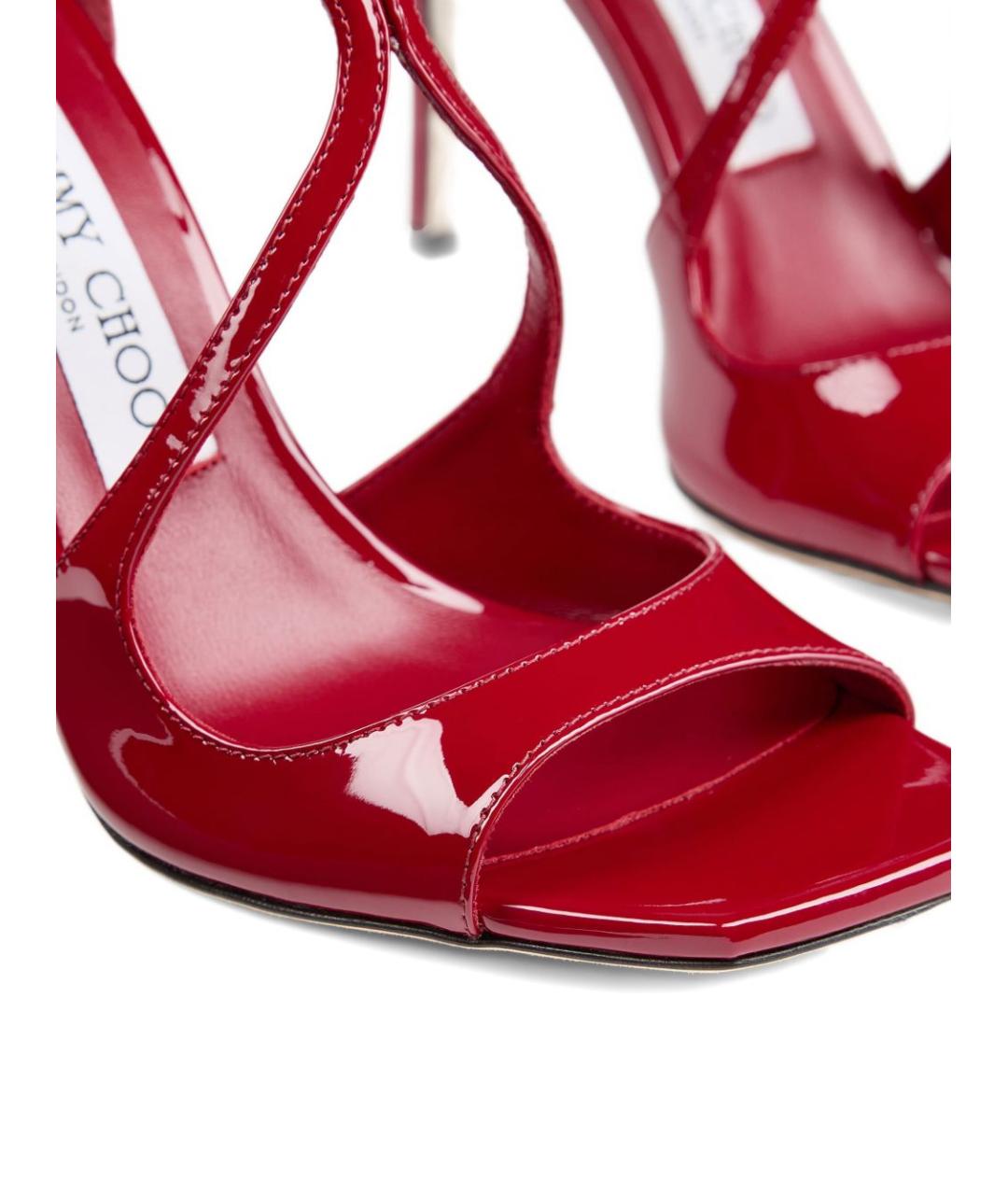 JIMMY CHOO Красные босоножки из лакированной кожи, фото 5