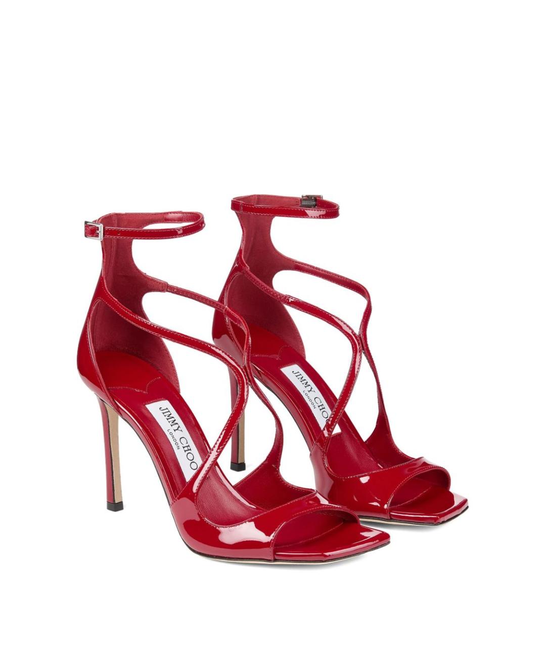 JIMMY CHOO Красные босоножки из лакированной кожи, фото 2