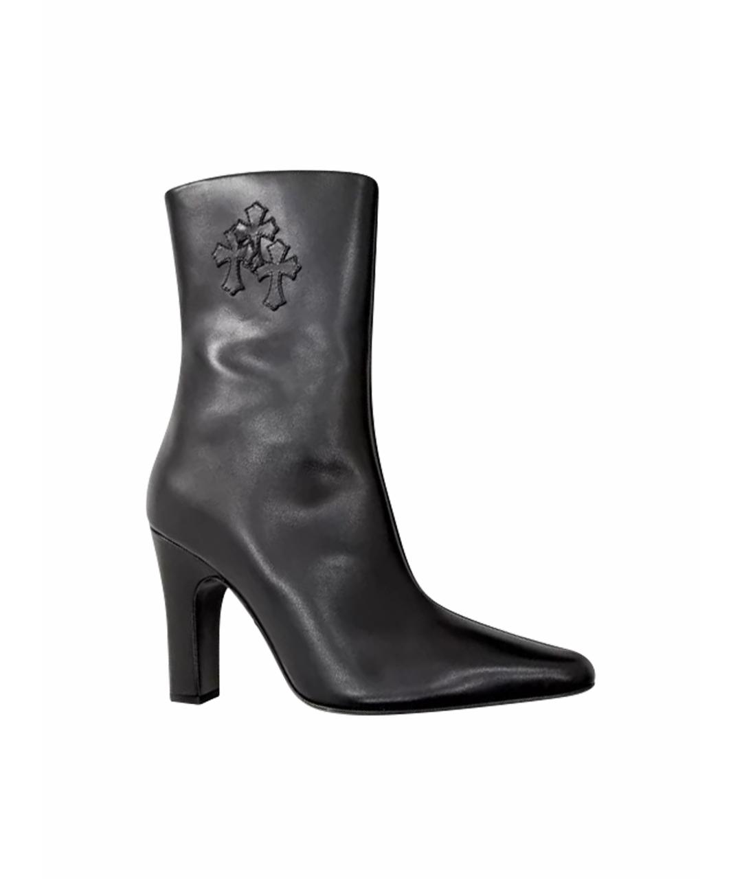 CHROME HEARTS Черные кожаные ботильоны, фото 6