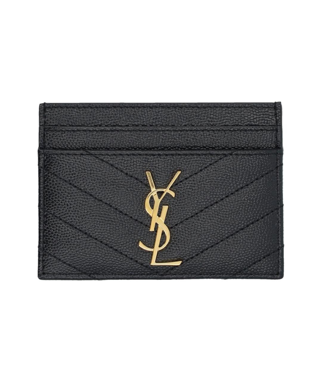 SAINT LAURENT Черный кожаный кардхолдер, фото 3