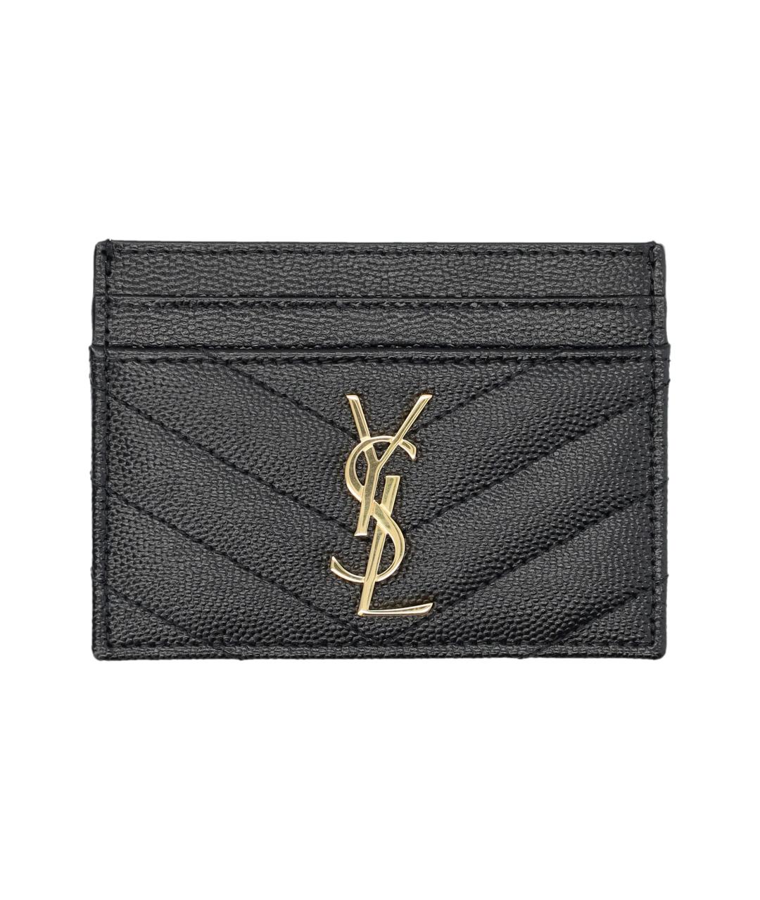 SAINT LAURENT Черный кожаный кардхолдер, фото 1