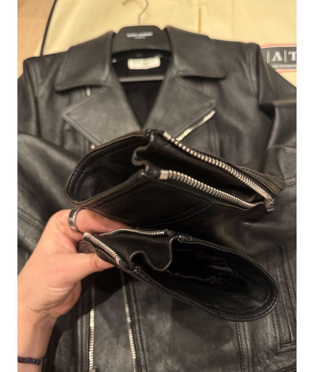 SAINT LAURENT Черная кожаная куртка, фото 4