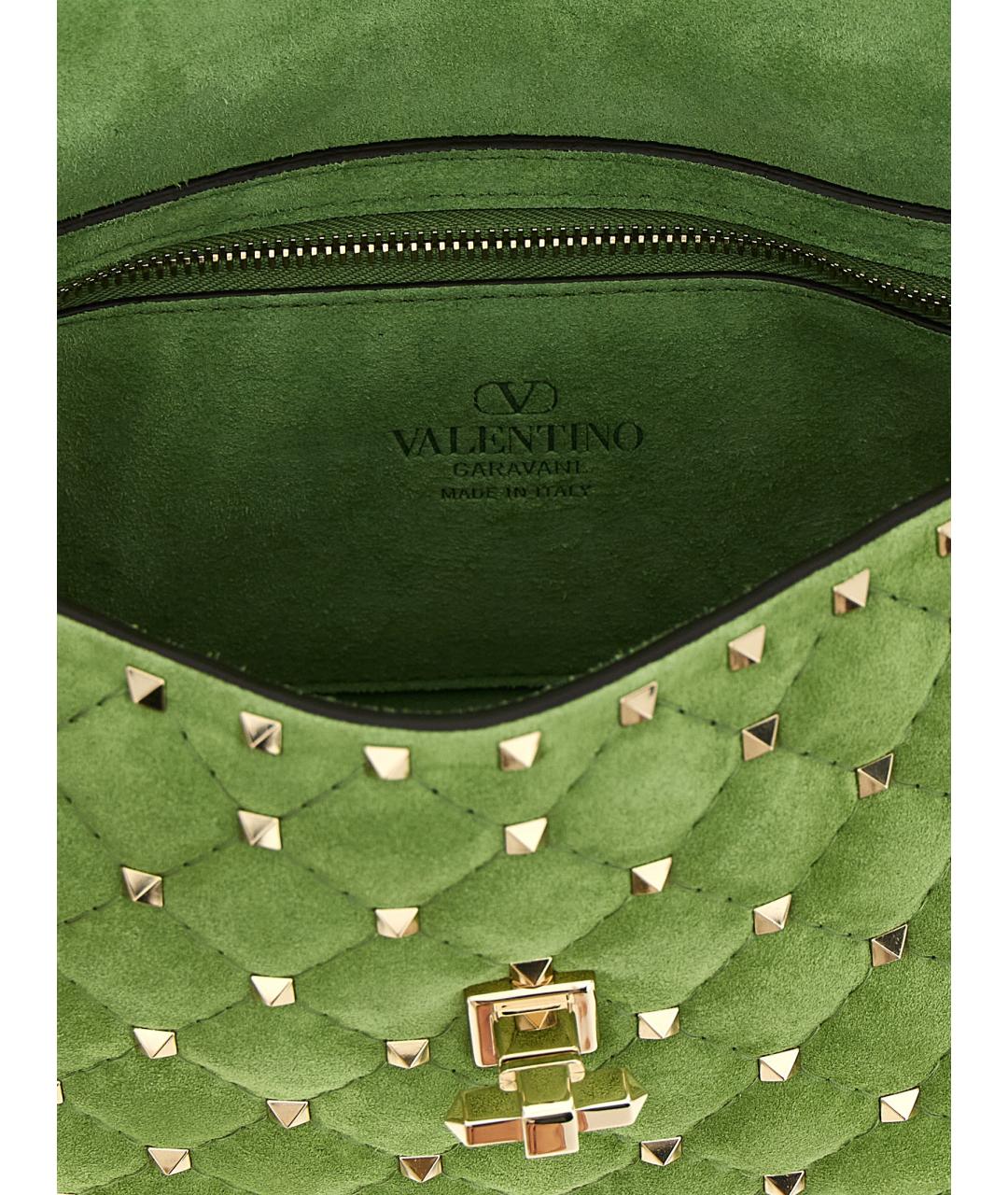 VALENTINO Зеленая замшевая сумка через плечо, фото 4