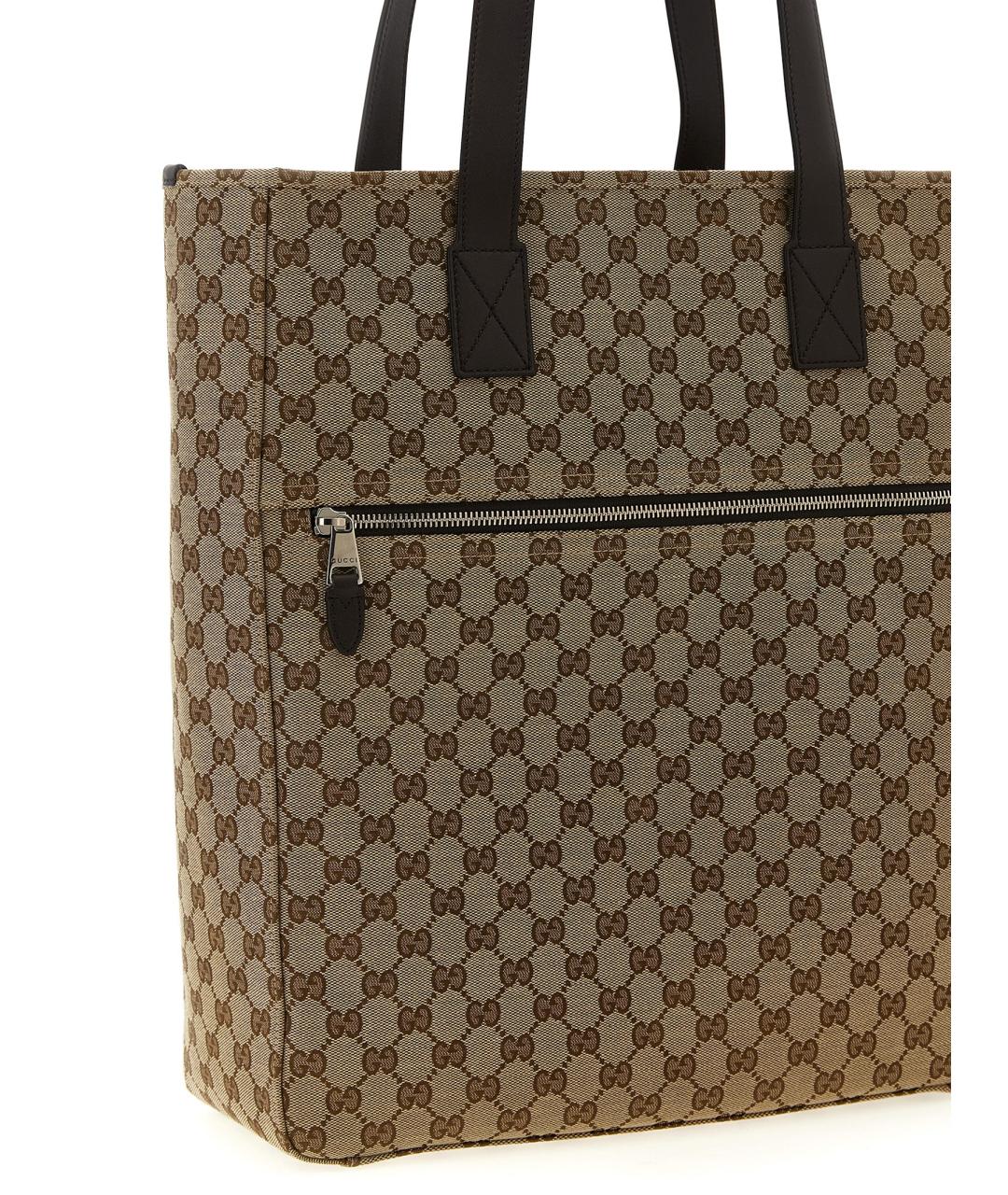 GUCCI Бежевая тканевая сумка тоут, фото 3