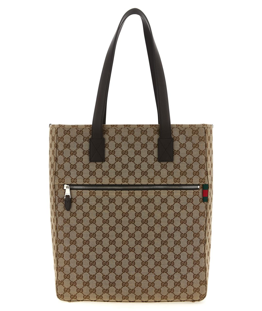 GUCCI Бежевая тканевая сумка тоут, фото 1