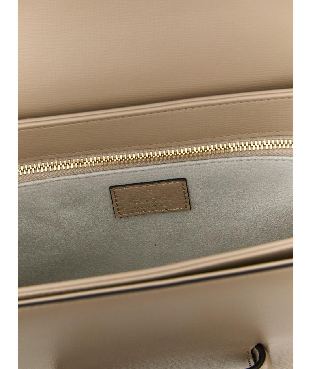 GUCCI Бежевая кожаная сумка через плечо, фото 4