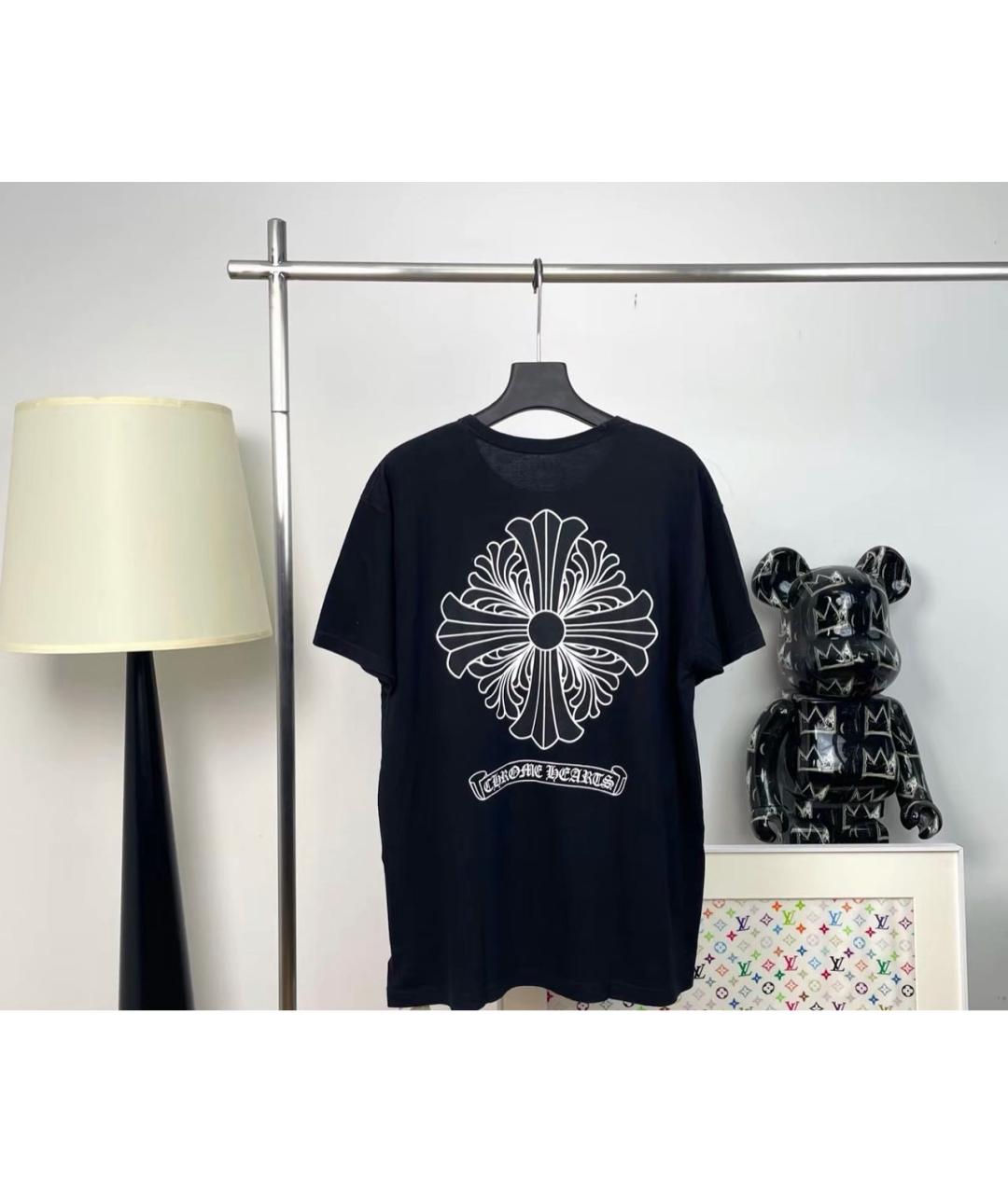 CHROME HEARTS Черная хлопковая футболка, фото 2