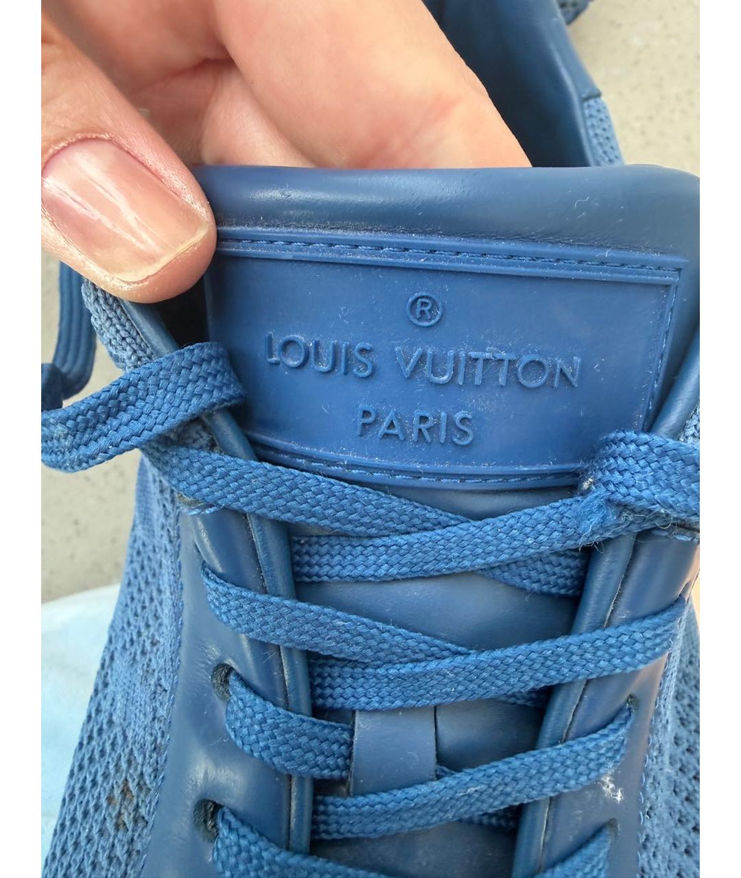 LOUIS VUITTON Синие текстильные низкие кроссовки / кеды, фото 6