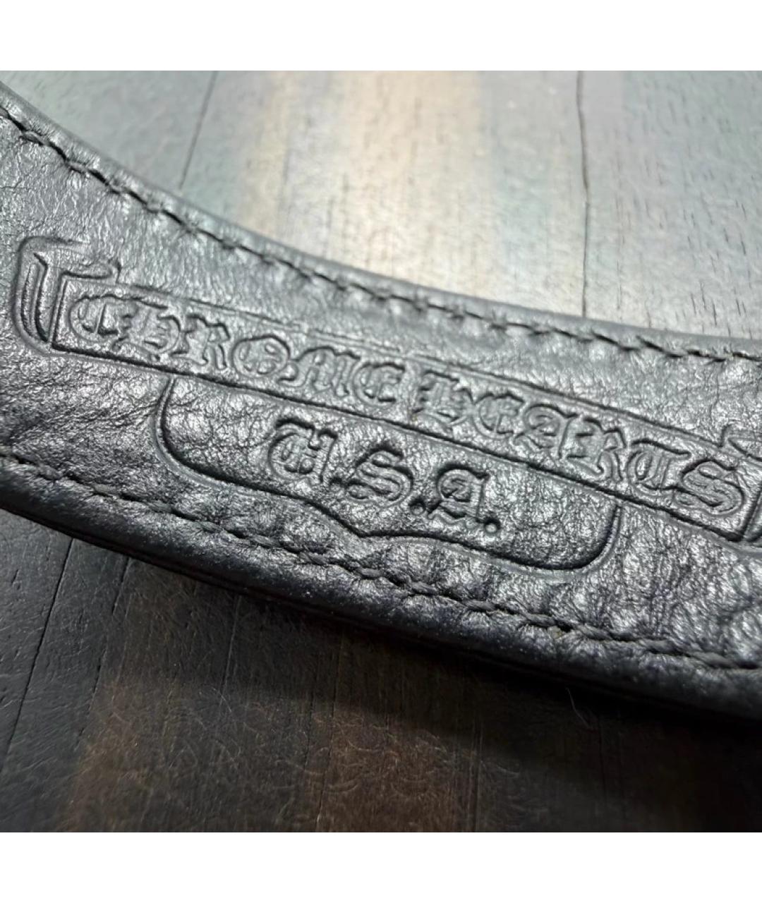 CHROME HEARTS Черный кожаный браслет, фото 4