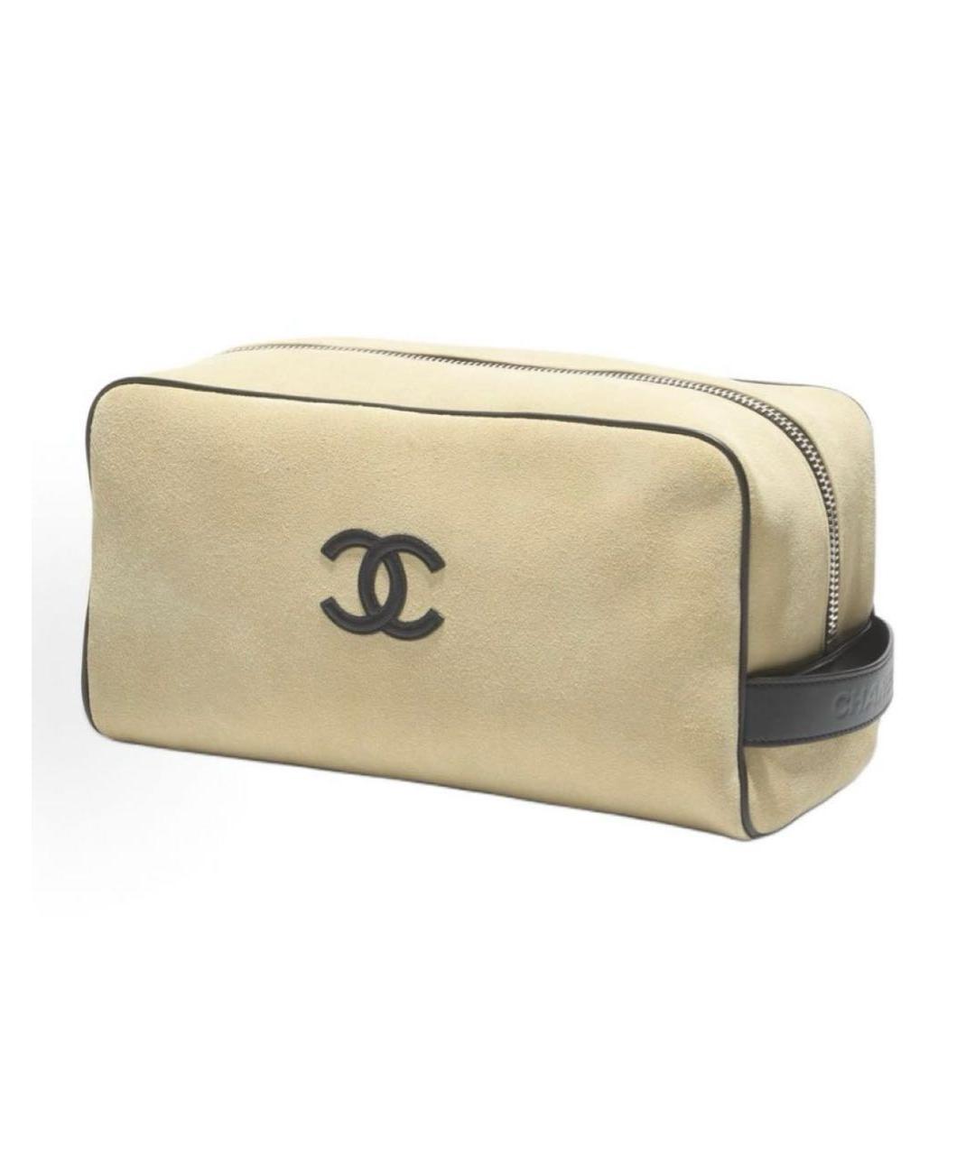 CHANEL Бежевая замшевая косметичка, фото 3