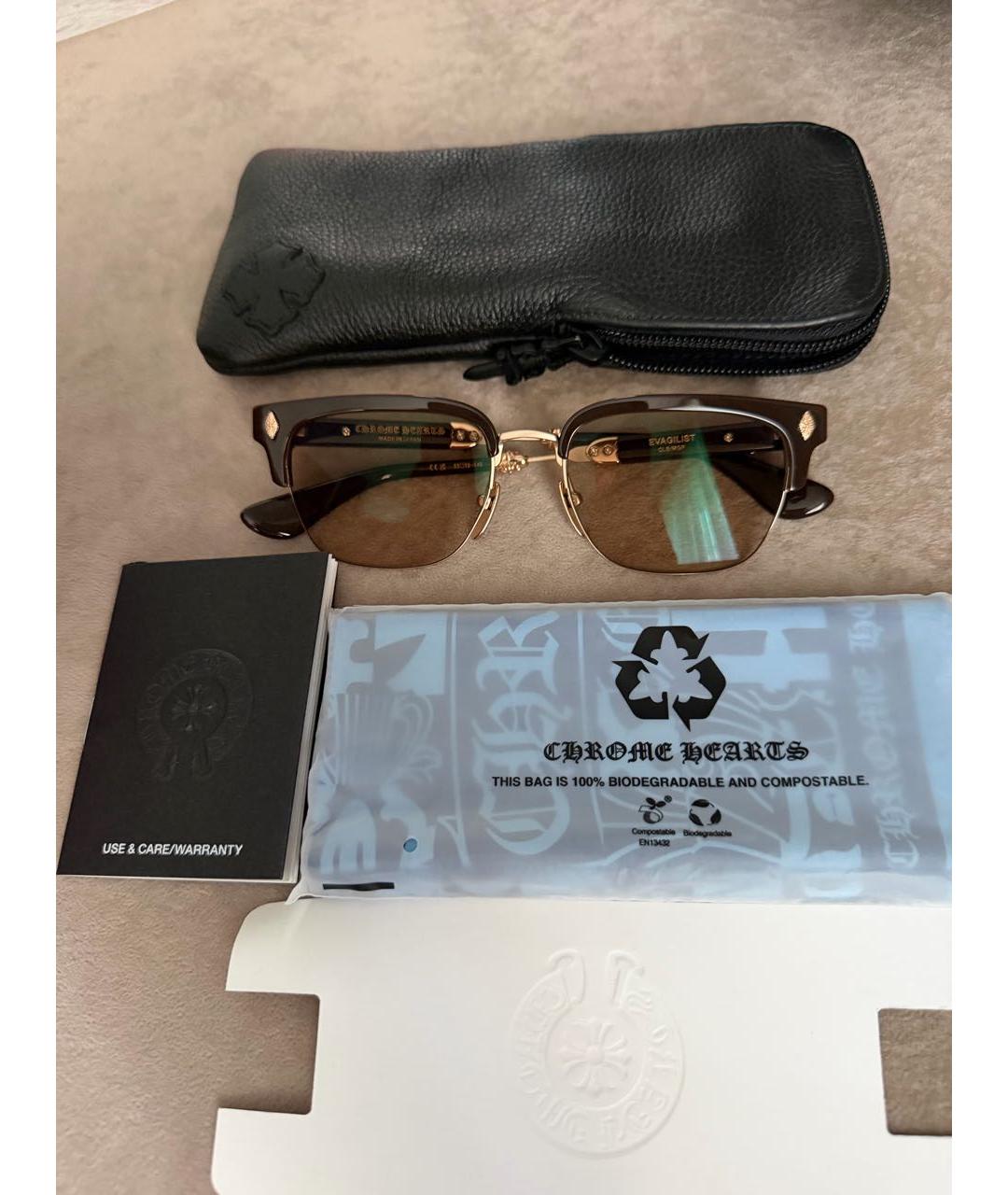 CHROME HEARTS Коричневые металлические солнцезащитные очки, фото 2