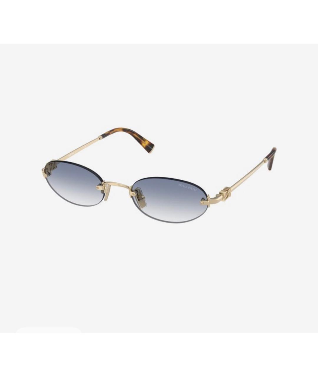 MIU MIU Золотые металлические солнцезащитные очки, фото 2