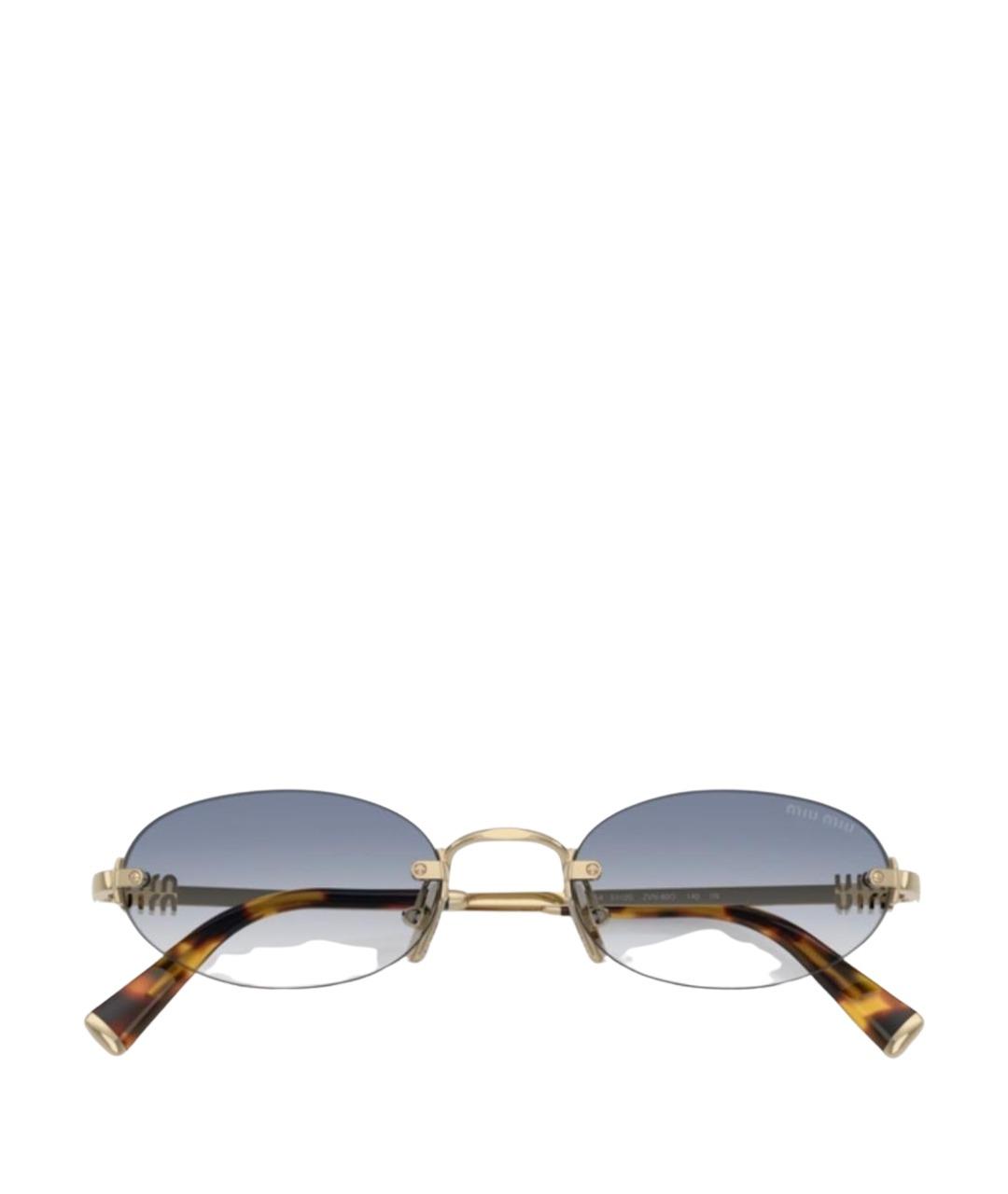 MIU MIU Золотые металлические солнцезащитные очки, фото 1