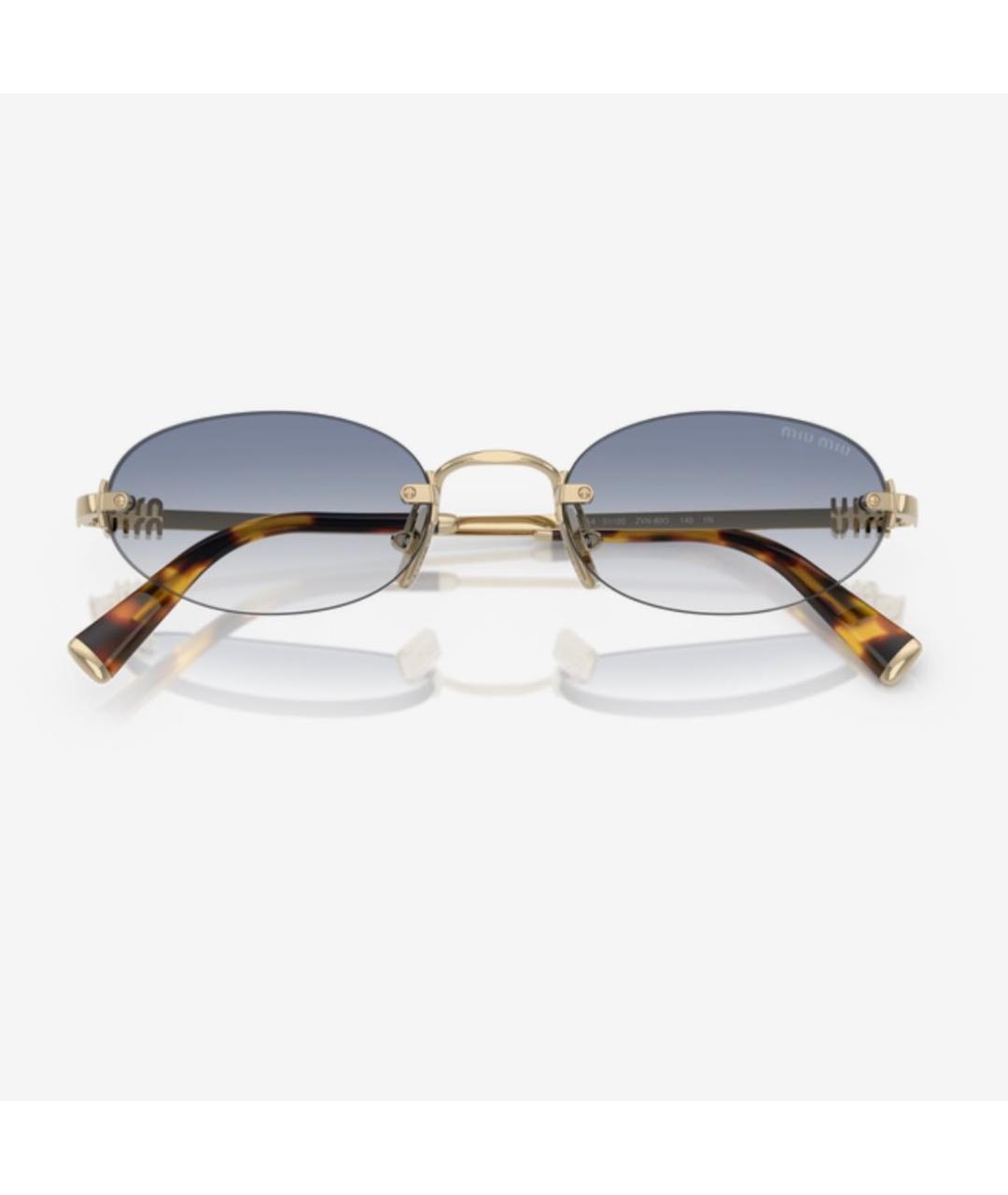 MIU MIU Золотые металлические солнцезащитные очки, фото 6