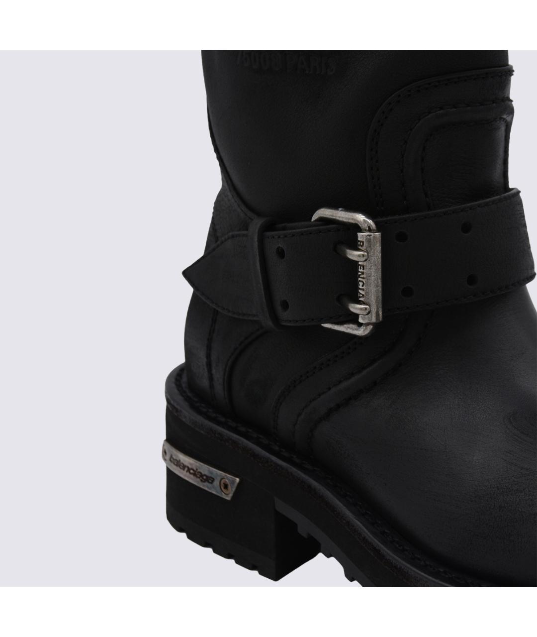 BALENCIAGA Черные кожаные сапоги, фото 3