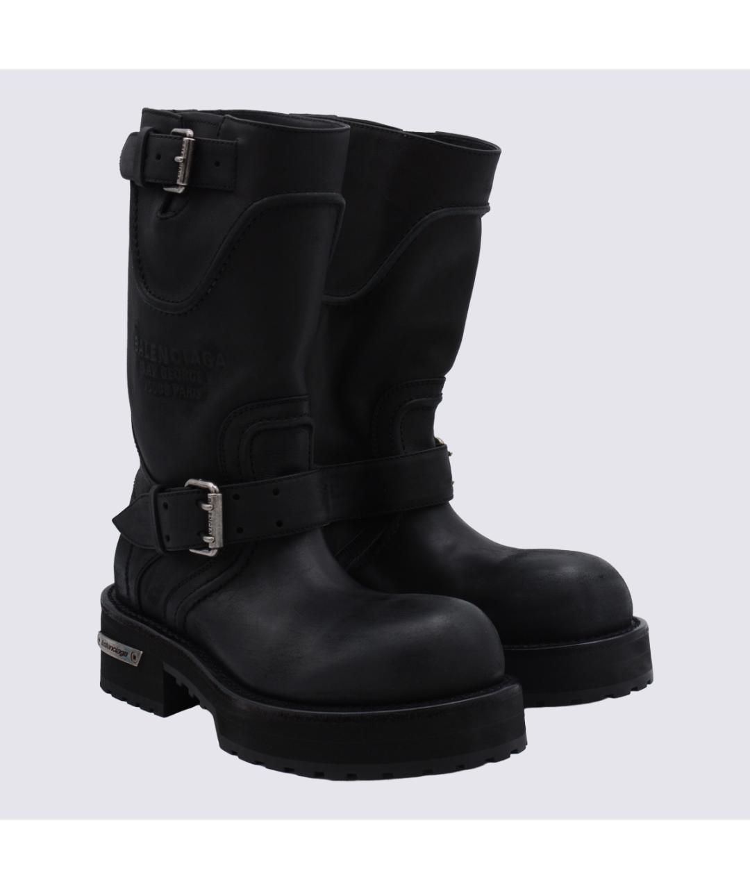 BALENCIAGA Черные кожаные сапоги, фото 1